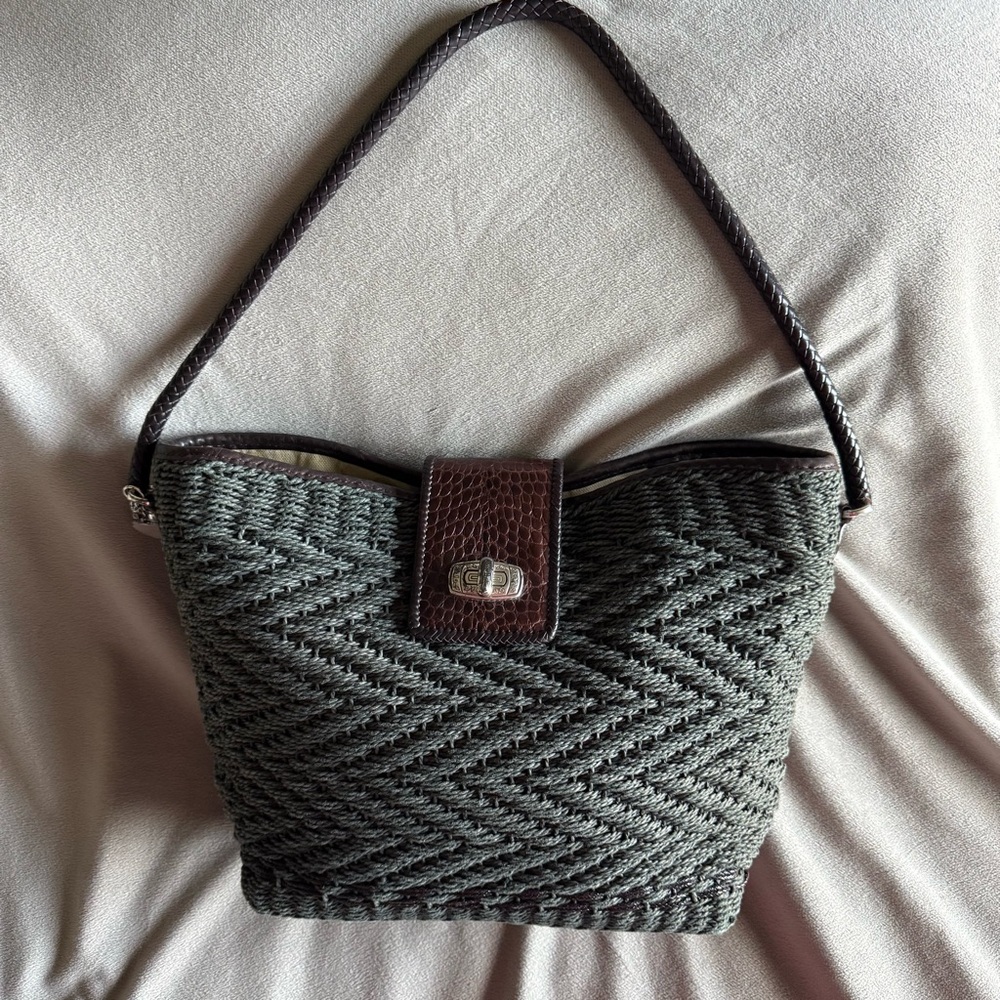 Brighton WATER LILY Straw & Leather Handbag